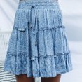 thumbnail image 4 of JINMGG Womens Plus Size Clearance $5 Women Summer Casual Bohe High Waist Ruffled Floral Print Beach Short Skirt Blue L, 4 of 9