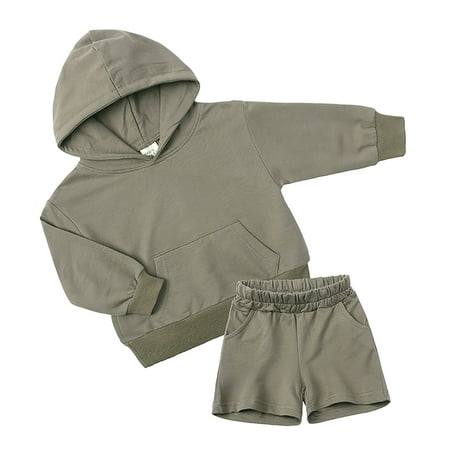 

Outfits for Girls Winter Long Sleeve Solid Colour Hoodie Tops Shorts 2Pcs Casual Sporty Style Suits for Kids