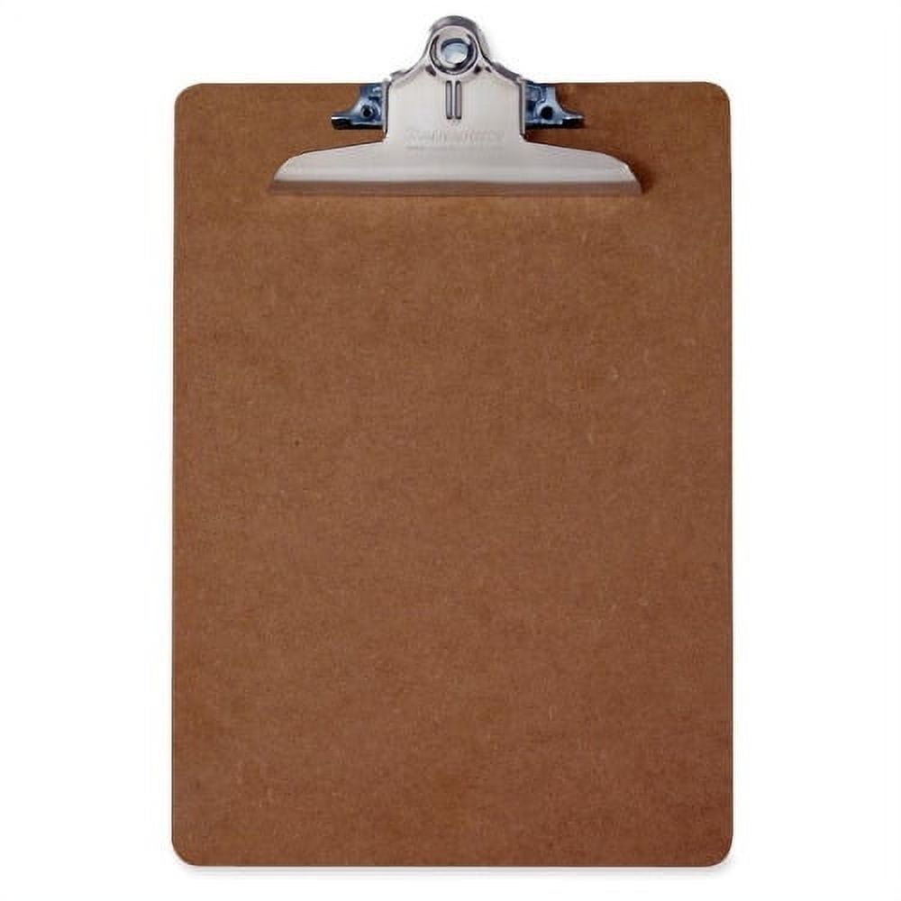 Saunders Brown Hardboard Clipboards 1" Clip Capacity - 8 1/2" x 11" - Spring Clip - Standard - Hardboard - Brown - 1 / Each