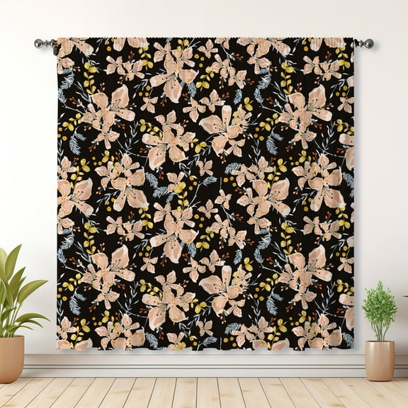 Modern Simple Style Curtains, Flower Curtains, Bedroom Blackout Curtains, Suitable For Living Room And Bedroom Decoration(Rod pocket)