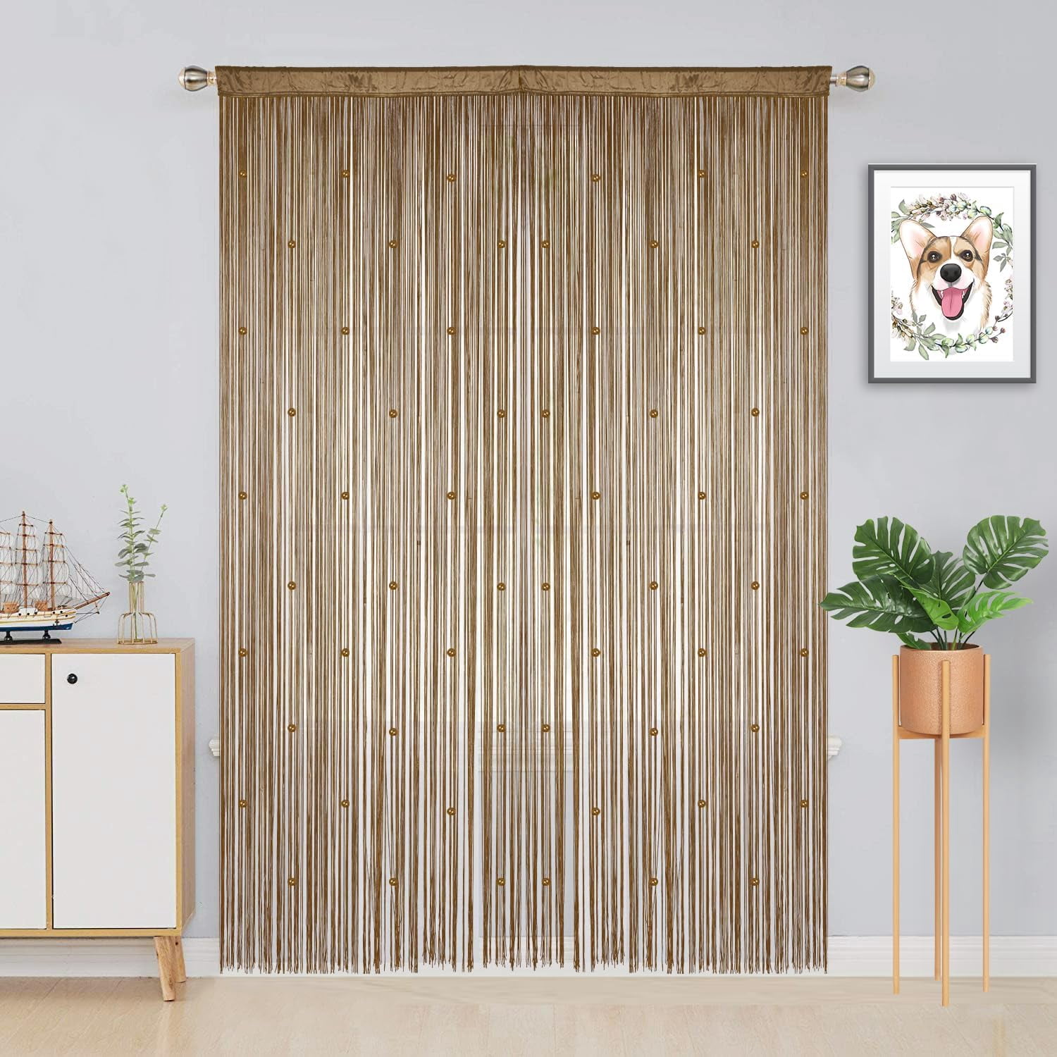 UniVerse Beaded Curtain Beaded Curtains for Doorways Crystals Suitable for Interior Decoration and Partitions Hippy Closet Curtains (Brown, 39"x79")