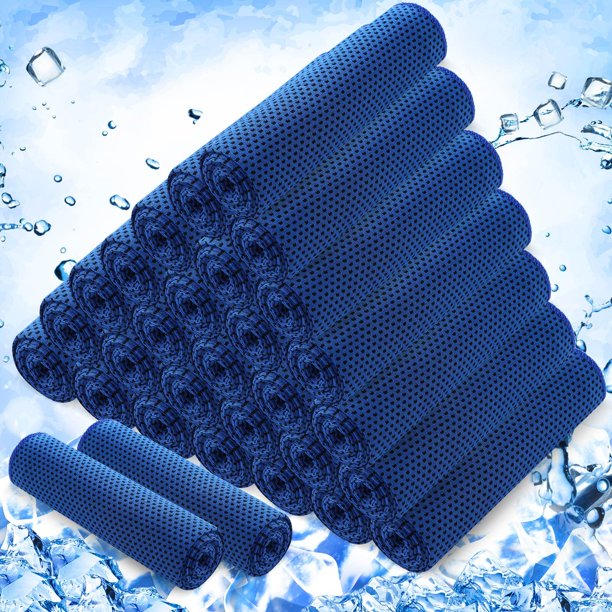 Toallas refrescantes Hosuly, paquete de 30 unidades, 100 x 30 cm, transpirables al hielo, color azul oscuro