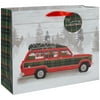 Holiday Time Gift Bag, Christmas, Plaid, Station Wagon, Red, Green, White, Paper, Iridescent Glitter, Satin Handles