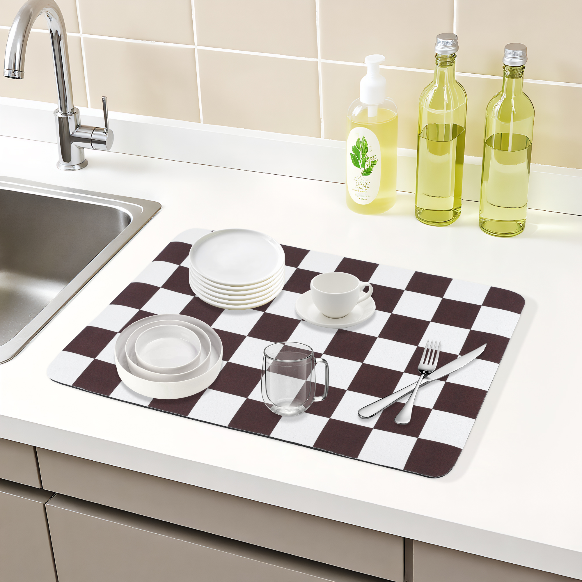 Unique Bargains Diatomaceous Stone Elegant Dish Drying Mat Caramel 15.7*11.8 inch