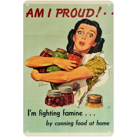 WWII Canning Food Home Front Vintage Military Poster Metal Tin Sign, 12x8 Inches Historical Wall Art for Home, Office, Garage or Man Cave