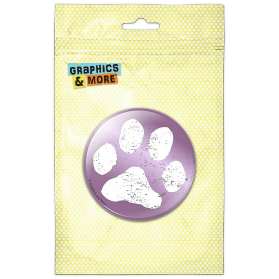 Paw Print Distressed Purple Refrigerator Button Magnet