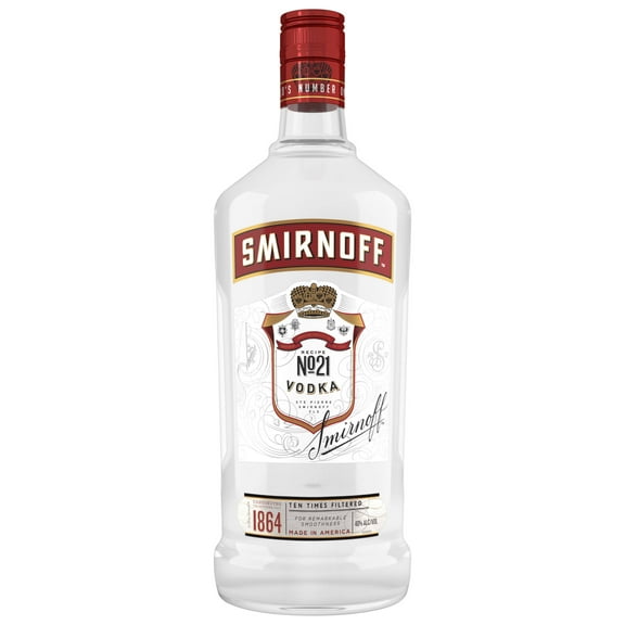 Smirnoff No. 21 80 Proof Vodka, 1.75 L Glass Bottle, 40% ABV