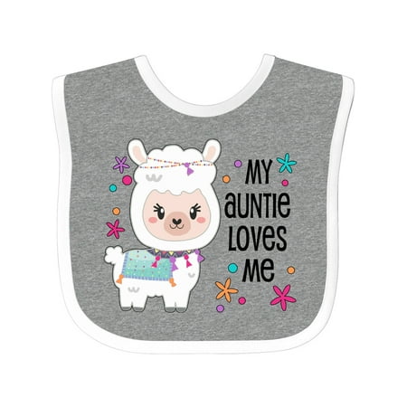 

Inktastic My Auntie Loves Me- Cute and Happy Llama Gift Baby Boy or Baby Girl Bib