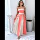 thumbnail image 5 of Vestido con Tirantes Finos y Colores Contrastantes para Mujer, Elegante, de Cintura Alta y con Aberturas Laterales. Melocotón S, 5 of 7
