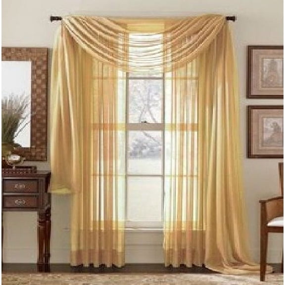 Elegant Comfort SHEER ROD POCKET Microfiber Curtain Panel, Gold