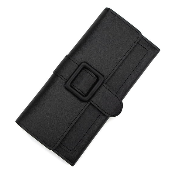 Fashion Women Long Wallet PU Leather Tri-Fold Clutch Buckle Money Bag Multi-card Slot Ladies Card Holder Zipper Coin Purses