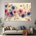thumbnail image 6 of Mudket Pink Blue Floral Canvas Wall Art, Watercolor Flower & Butterfly Wall Decor, Framed Botanical Artwork for Living Room Bedroom Bathroom, Ready to Hang Farmhouse Floral Print - 12"L x 8"W, 6 of 10
