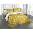 thumbnail image 3 of Ambesonne Mandala Quilted Bedspread Set 3 Pcs, Romantic Words Swirls, Queen Size, Yellow, 3 of 5
