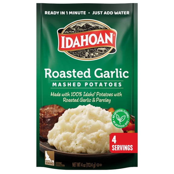 Idahoan Roasted Garlic Mashed Potatoes, 4 oz Pouch