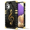 thumbnail image 2 of FKBRCL4U Compatible with Samsung Galaxy A32 5G Case, Black Leather Background Gold Music Notes Luxury Golden Decoration for Girl Women Soft TPU Shockproof Protective Hard PC Back, 2 of 7