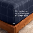 thumbnail image 4 of Bare Home Luxury 1800 Collection Fitted Sheet, Ultra-Soft, Deep Pocket, Twin, Modern Plaid - Midnight Blue/White, 4 of 6