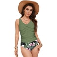 thumbnail image 6 of BOBOGOJP RELELCIGA Women’s Tankini Top V Neck Ruched Tummy Control Bathing Suit Top XL for Size Green, 6 of 8