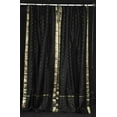 thumbnail image 3 of Tie Top Sheer Sari Curtains 80"W x 96"L matching tiebacks- Handcrafted Black Indian Drapes Unlined for light & airy ambience Perfect for Living/Bedroom/Dining Room Sold in Pairs, 3 of 6