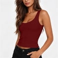 thumbnail image 3 of BSDJILFG Juniors Ribbed Tank Tops Sleeveless Y2K Crop Top V-Neck Wide Straps Comfy Short Cami Shirt, 3 of 6