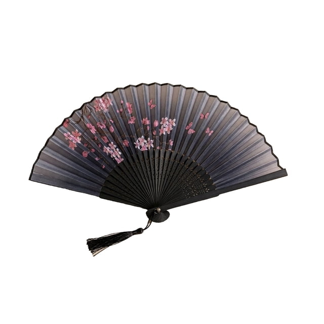 Paper Fan Decorations Classical Antique Style Folding Fan with Tassel for Stage Props and Wedding