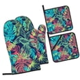 thumbnail image 2 of YFYANG Oven Mitts and Pot Holders Sets 4 Pieces, Non-Slip Heat Resistant Tropical Plant Kitchen Glove Pot Mat for Cooking and Baking, 2 of 8