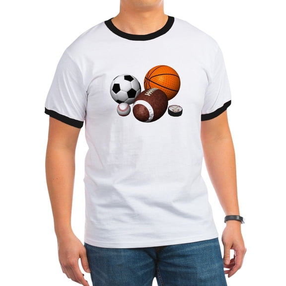 CafePress - Sports Balls Ringer T - 100% Cotton Ringed T-Shirt