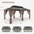 thumbnail image 3 of EAGLE PEAK 12x18 Outdoor Aluminum Frame HardtopGazebo with Galvanized & Powder Coated Steel Double Roof, Includes Netting and Curtains, for Garden, Patio, Deck and Lawn, 3 of 7
