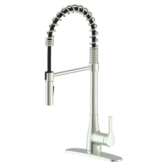 Spring Neck Pull Down Single Handle Kitchen Faucet in Gray, Size 23.0 H X 10.25 W X 2.5 D in | Wayfair FLOWSNC BN