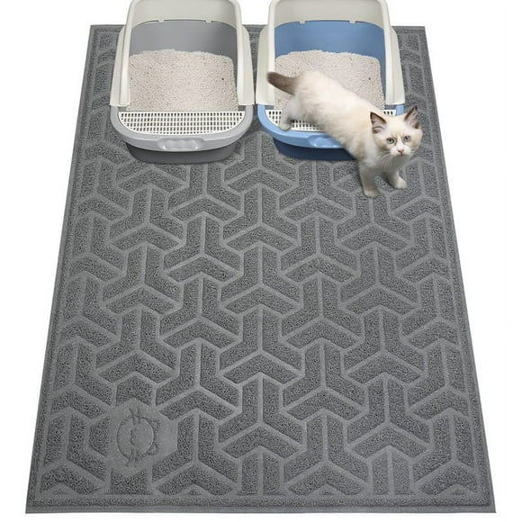 Cat Litter Mat, Litter Trapping Mat Soft on Kitty Paws,Large Litter Box Mat 35 X 24inch Scatter Control for Cat Litter C