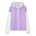 thumbnail image 4 of WRKEKC Womens Zip Up Hoodies Color Block Hooded Jacket Full Zip Long Sleeve Casual Outerwear with Pockets Trendy Loose Fit Coat for Fall and Winter, 4 of 6