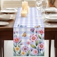 thumbnail image 3 of Table Runners 72 Inches Long Dress Scarves, Pink Flowers Farmhouse Kitchen/Dining Table Runner, Coffee Tablerunners, Spring Floral Butterfly Leaves Plants Blue Plaid 16x72 Inch, 3 of 9