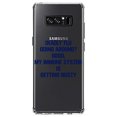 thumbnail image 1 of DistinctInk Clear Shockproof Hybrid Case for Samsung Galaxy Note 8 - TPU Bumper Acrylic Back Tempered Glass Screen Protector - Deadly Flu? Good, Immune System is Rusty, 1 of 5