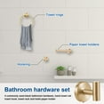 thumbnail image 3 of Dznils 4-Piece Wall Mount Steel Bath Hardware Set, Towel Ring, Toilet Paper Holder, Robe Hook, Gold, 3 of 11