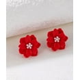 thumbnail image 5 of K-KED Red Flower Pearl Stud Earrings, 5 of 5