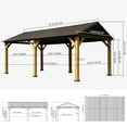 thumbnail image 7 of Domi 12'x20' Cedar Wood Gazebo with Double Roof Steel Hardtop,Solid Wood Frame Gazebo,Curtains and Netting Included for Garden, Backyard, 7 of 7
