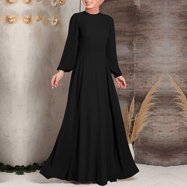 Qiopertar Robe de Fête Musulmane pour Femmes Robe de Printemps à Manches Longues Surdimensionnée en Solde à Moins de 5$ en Liquidation