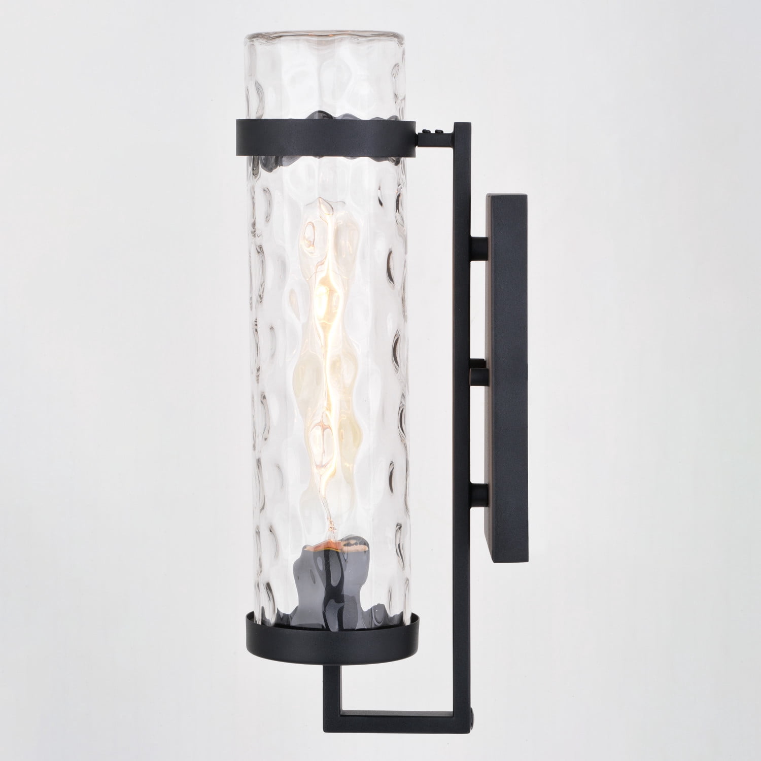 Seymour 1 Light Textured Black Transitional Outdoor Wall Lantern Clear Glass