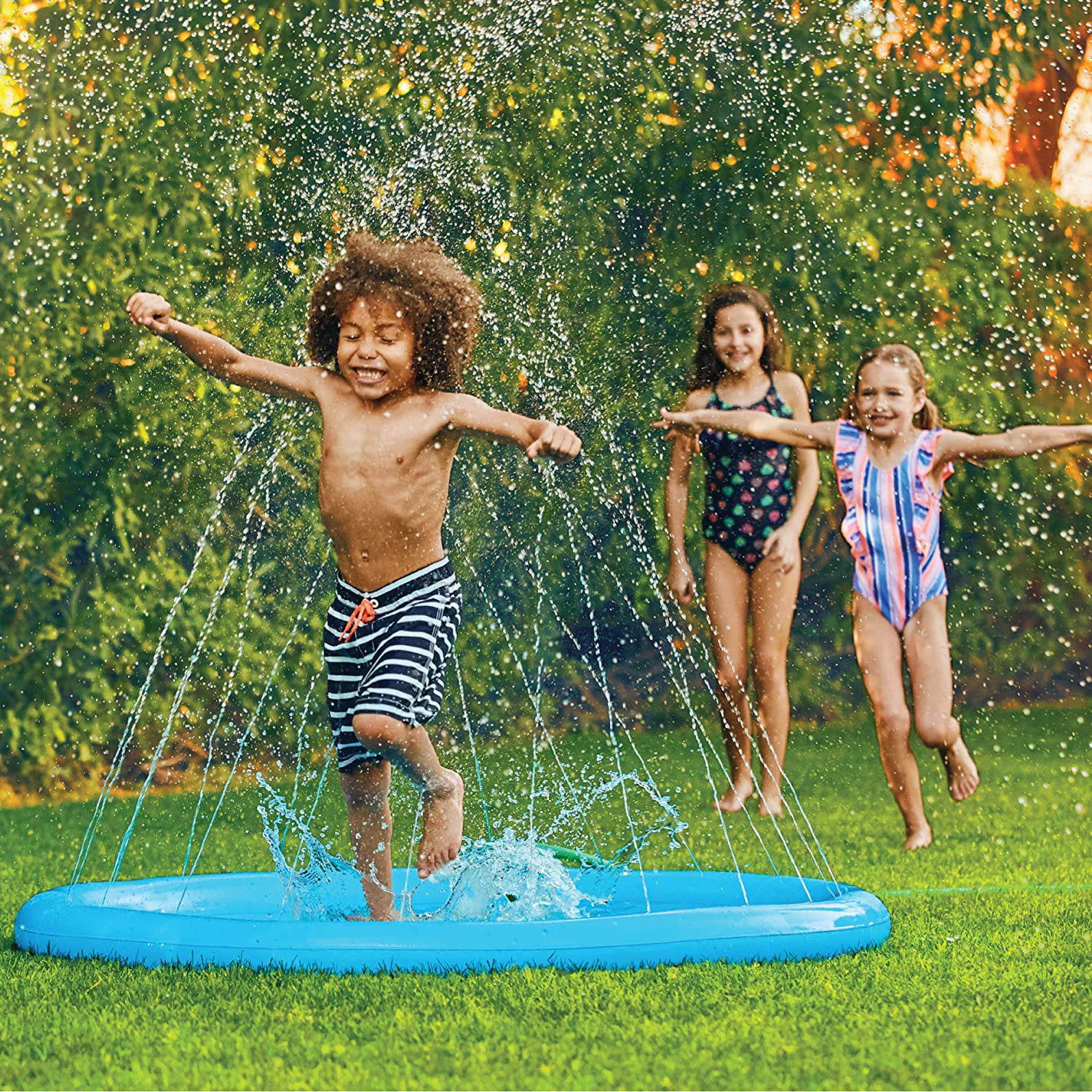 Splash Pad Sprinkler Play Mat Fire Truck BAKAM Inflatable Swimming Pool for Toddlers Outdoor Blow up Pool for 3+ Years Old Boys Girls Pets Kiddie Pool for Backyard Garden