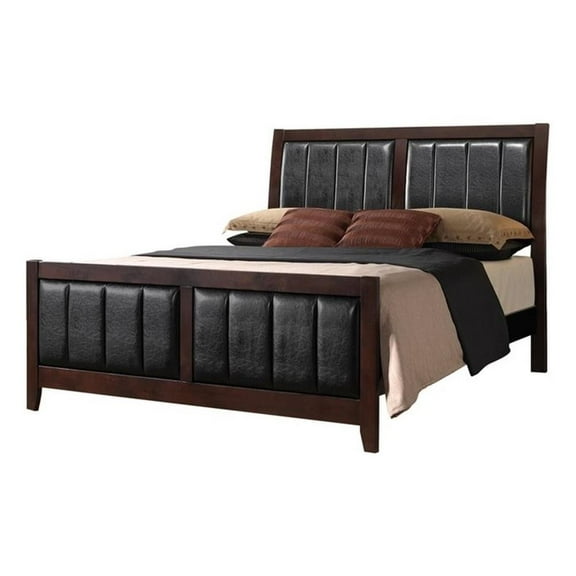 Carlton Full Upholstered Panel Bed Cappuccino and Black