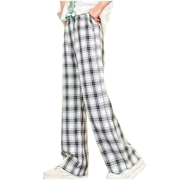 Cargo Pants for Girls 5-16 Baggy High Waisted Wide Leg Pants Casual Drawstring Striped Workout Pant with Pockets