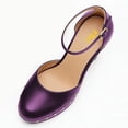 thumbnail image 4 of FSJ Women Retro Round Closed Toe Sandals Studded Rivet Platform Ankle Strap Chunky Block Heel Pumps Office Church Shoes Size 9.5 Purple, 4 of 5