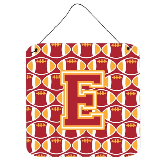 Letter E Football Cardinal and Gold Wall or Door Hanging Prints