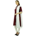 thumbnail image 2 of Atasi Women's Linen Straight Embroidered Maroon Salwar Suit Set Casual Dress-26, 2 of 8