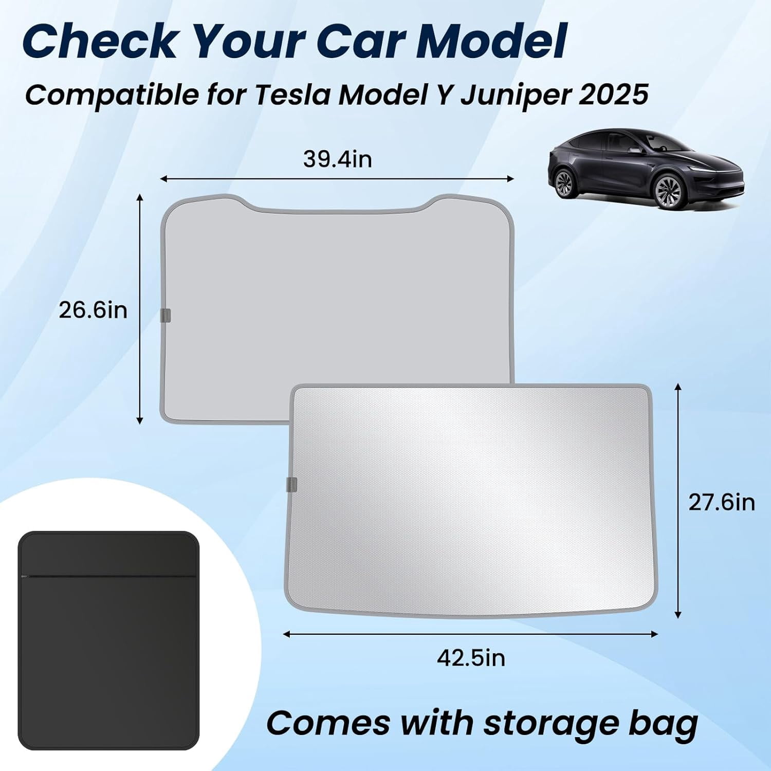 Innotech SC for Tesla Model Y Juniper Sunshade Roof 2025–2026 (Grey) — Foldable Heat Insulation Roof Sunshade, UV Reflective Skylight Shield Compatible with Tesla Model Y Accessories 2025 2026