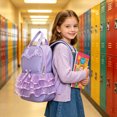 thumbnail image 5 of Ruffled Lace Bow Princess Backpack, Lightweight Nylon School Backpack With Wet Pocket Padded Straps for School Gym Travel, 5 of 5