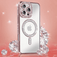 thumbnail image 4 of Entronix Magnetic Crystal Case for iPhone 16 Pro, Luxury Rhinestone Cute Bumper Cover for Girls, Rose, 4 of 8