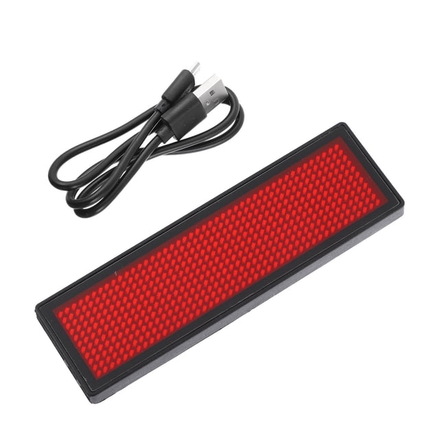 OUNONA Badge Led Texte Rouge PVC Mode Défilement Message Étiquette de Nom 1 Ensemble