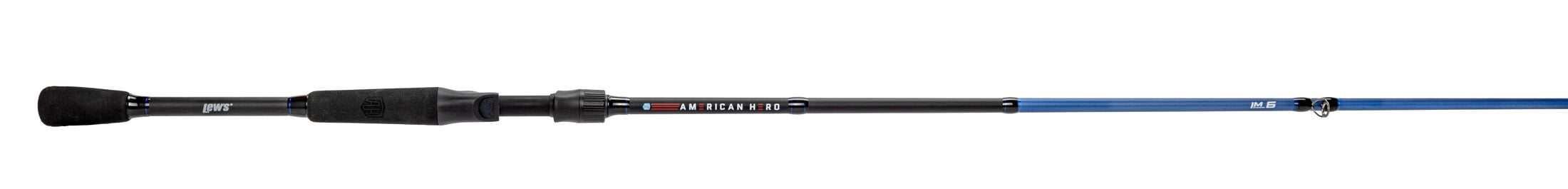 Lew’s American Hero Casting Fishing Rod, 7-Foot 6-Inch 1-Piece, Heavy Power, Fast Action, IM6 Graphite Rod, Stainless Steel Guides and Inserts, EVA Split-Grip, No Foul Hook Keeper, Black/Blue