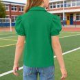 thumbnail image 4 of YNGKMEA Uniform Polo Shirts for Girls Short Sleeve Peter Pan Collar School Uniform Shirts Kids Cute Puff Sleeve Polo Shirt, 4 of 6