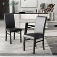 thumbnail image 2 of Costway Upholstered Dining Chairs Set of 2 PU Leather Armless Solid Rubber Wood Legs, 2 of 8